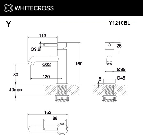 Изображение товара Смеситель Whitecross Y Y1210BL (черный мат)