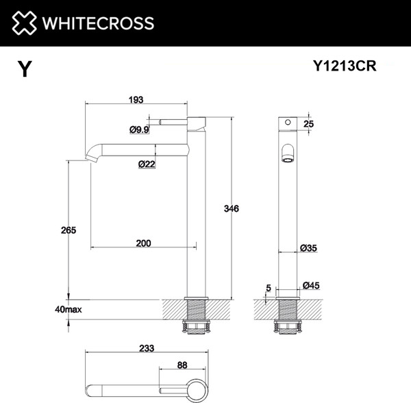 Изображение товара Смеситель Whitecross Y Y1213BL (черный мат)