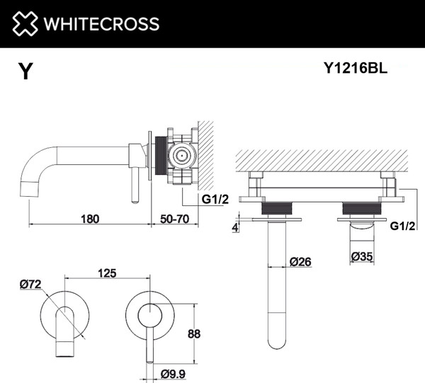 Изображение товара Смеситель Whitecross Y Y1216BL (черный матовый)
