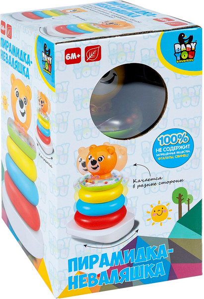 Изображение товара Развивающий игровой набор Bondibon Неваляшка-пирамидка Медвежонок / ВВ6444