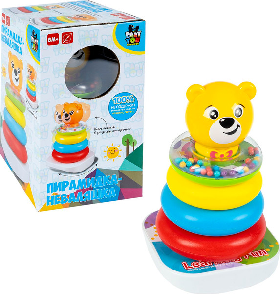 Изображение товара Развивающий игровой набор Bondibon Неваляшка-пирамидка Медвежонок / ВВ6444