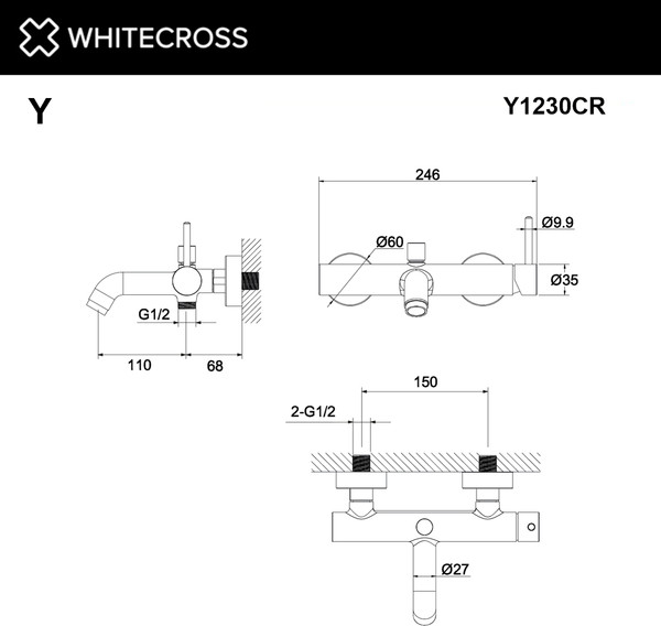 Изображение товара Смеситель Whitecross Y Y1230CR (хром)