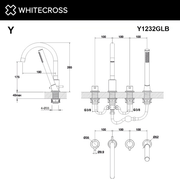 Изображение товара Смеситель Whitecross Y Y1232BL (черный матовый)