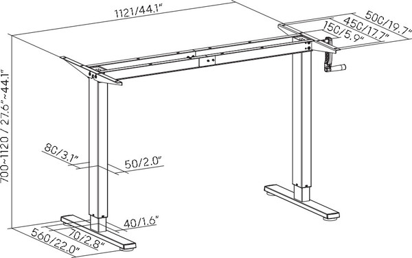 Изображение товара Подстолье Ergosmart Manual Desk Light (черный)