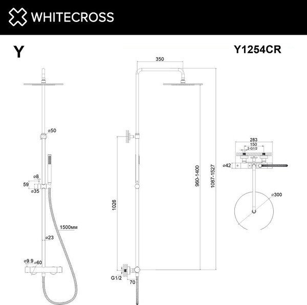 Изображение товара Душевая система со смесителем Whitecross Y1254BL (черный матовый)