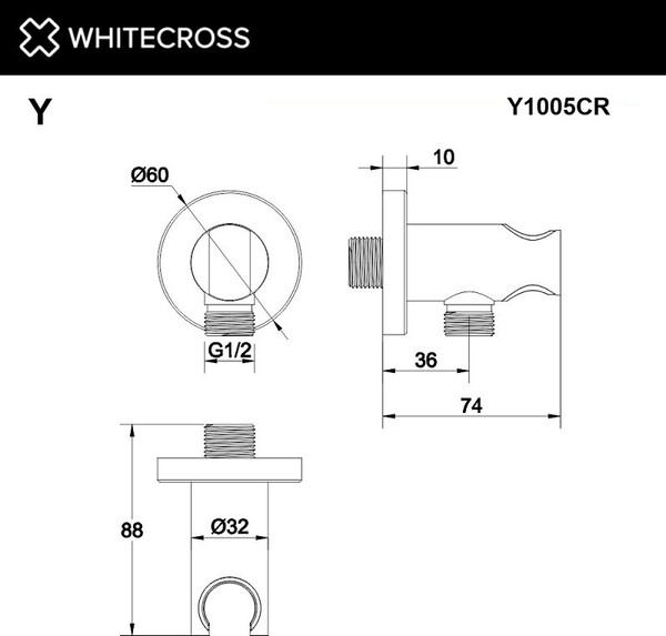 Изображение товара Подключение для душевого шланга Whitecross Y1005BL (черный мат)