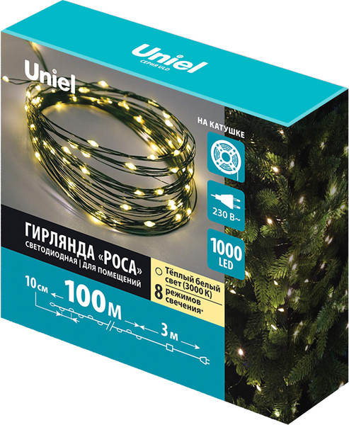 Изображение товара Светодиодная гирлянда Uniel Роса ULD-S10000-1000/DGA / UL-00012089 (теплый белый)