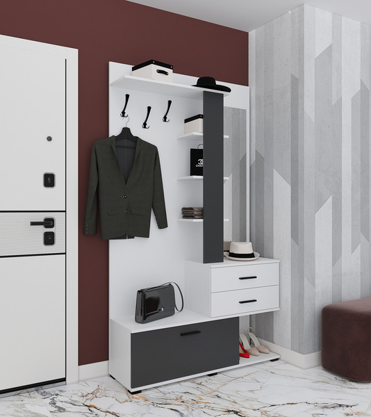 Изображение товара Секция в прихожую Interline Вита-1 (белый платинум/антрацит)