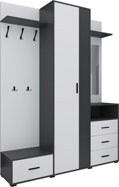 Изображение товара Секция в прихожую Интерлиния Вита-4 (белый платинум/антрацит)