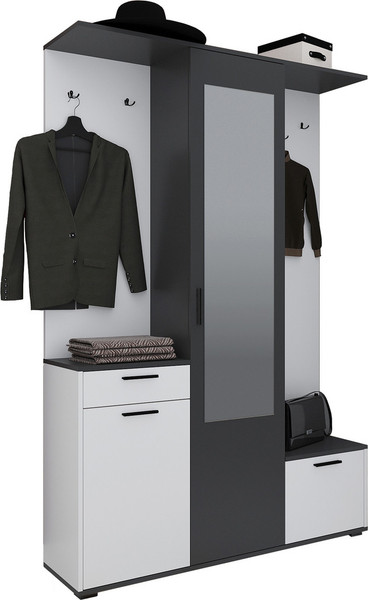 Изображение товара Секция в прихожую Интерлиния Вита-7 (белый платинум/антрацит)