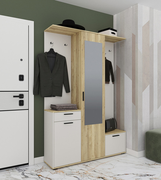 Изображение товара Секция в прихожую Интерлиния Вита-7 (дуб золотой/персидский жемчуг)