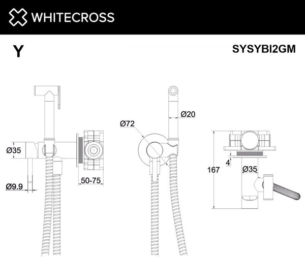 Изображение товара Гигиенический душ со смесителем Whitecross SYSYBI2NIB (брашированный никель)
