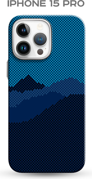 Изображение товара Чехол-накладка Luxo Горный пейзаж J271 для iPhone 15 Pro (черный/синий)