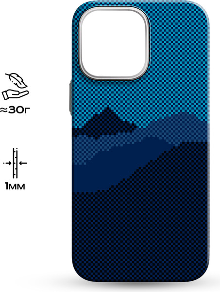 Изображение товара Чехол-накладка Luxo Горный пейзаж J271 для iPhone 15 (черный/синий)