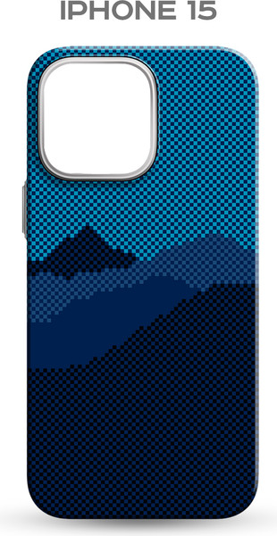 Изображение товара Чехол-накладка Luxo Горный пейзаж J271 для iPhone 15 (черный/синий)