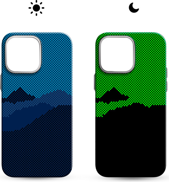 Изображение товара Чехол-накладка Luxo Горный пейзаж J271 для iPhone 15 (черный/синий)