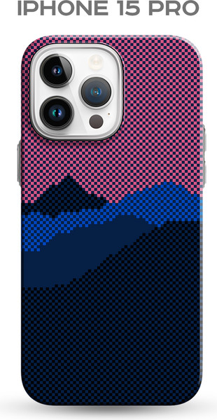 Изображение товара Чехол-накладка Luxo Горный пейзаж J274 для iPhone 15 Pro (черный/фиолетовый)