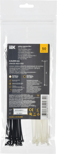 Изображение товара Стяжка для кабеля IEK UNH35-N03-050 (50шт, белый/черный)