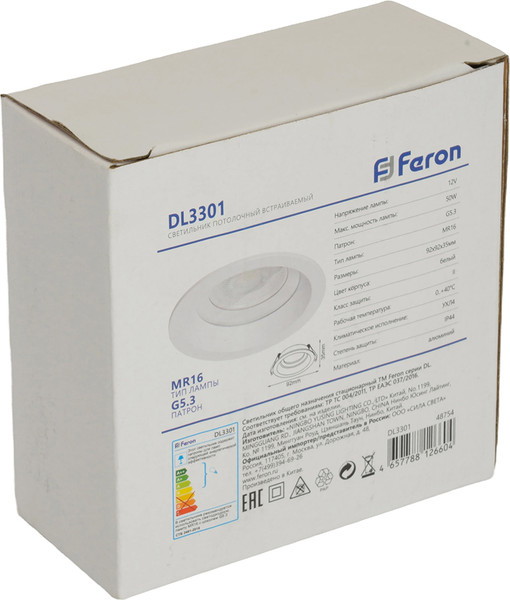 Изображение товара Точечный светильник Feron DL3301 / 48754 (белый)