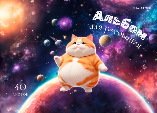Изображение товара Альбом для рисования Listoff Космический котик / АС402636