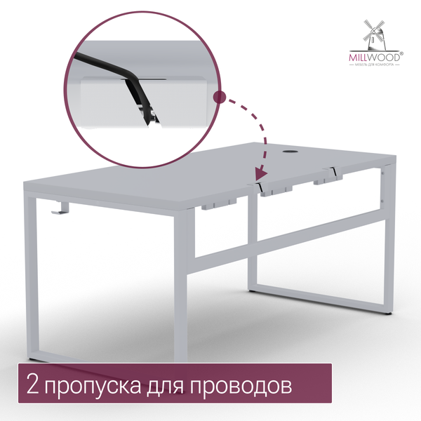 Изображение товара Компьютерный стол Millwood Каир Смарт 160x80x74.2 (белый/металл белый)