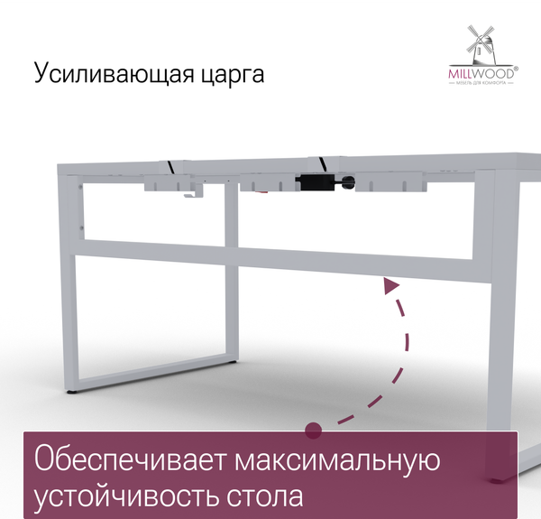 Изображение товара Компьютерный стол Millwood Каир Смарт 160x80x74.2 (белый/металл белый)