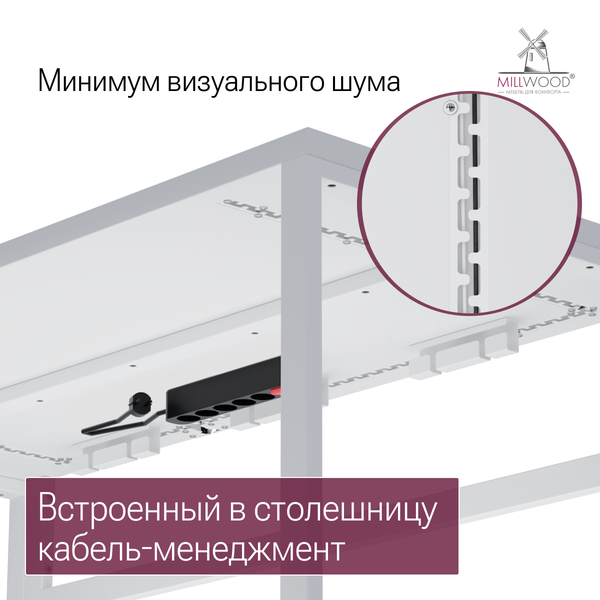 Изображение товара Компьютерный стол Millwood Каир Смарт 160x80x74.2 (белый/металл белый)