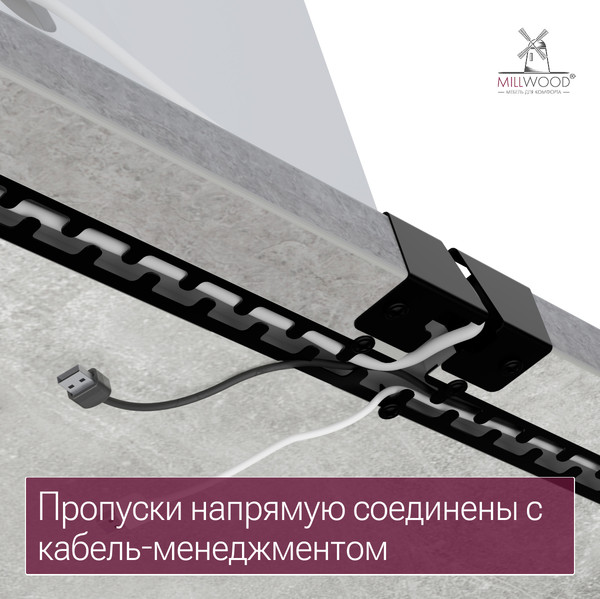 Изображение товара Компьютерный стол Millwood Каир Смарт 160x80x74.2 (бетон/металл черный)