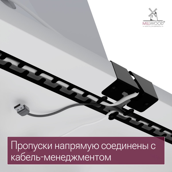 Изображение товара Компьютерный стол Millwood Каир Смарт 160x80x74.2 (белый/металл черный)