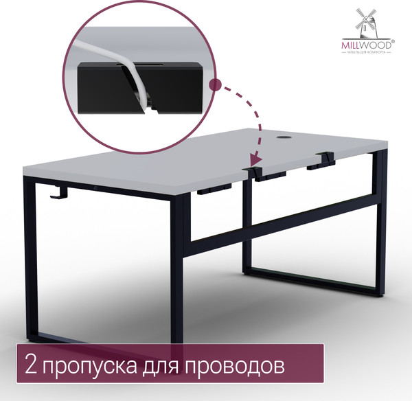 Изображение товара Компьютерный стол Millwood Каир Смарт 160x80x74.2 (белый/металл черный)