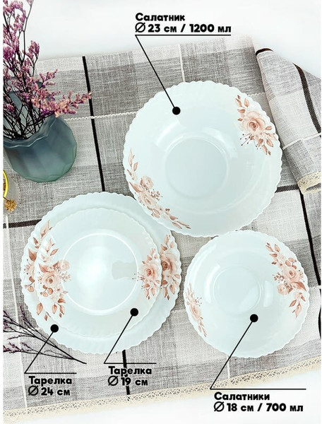 Изображение товара Набор столовой посуды JEWEL Фантазия ПС0028-58 (19пр)