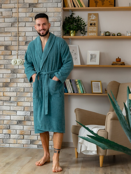 Изображение товара Халат Minteks Махровый ТВ03-3 (р.48, изумрудный)