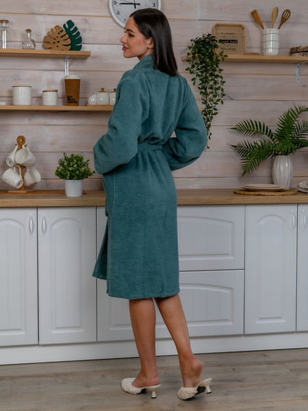 Изображение товара Халат Minteks Махровый ТВ03-3 (р.52, изумрудный)