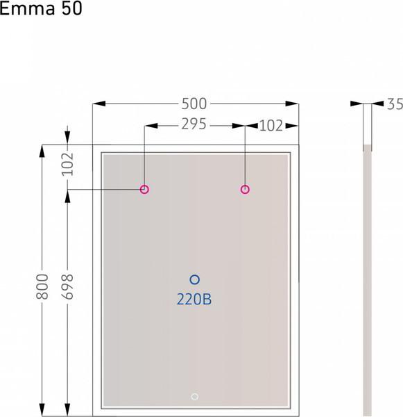 Изображение товара Зеркало Alavann Emma 50 (с подсветкой)