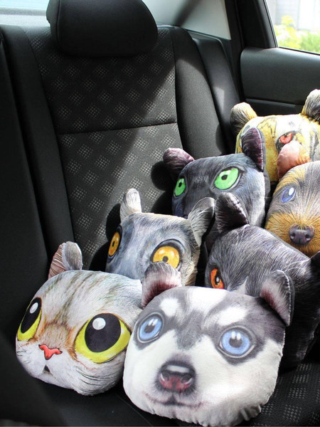 Изображение товара Подушка для автомобиля MATEX Animals. Кот желтые глаза / 26-969 (серый/желтый)