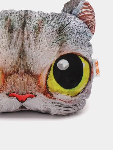 Изображение товара Подушка для автомобиля MATEX Animals. Кот желтые глаза / 26-969 (серый/желтый)