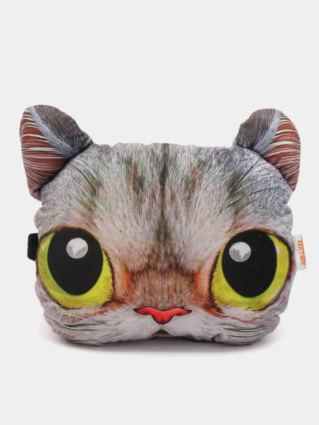 Изображение товара Подушка для автомобиля MATEX Animals. Кот желтые глаза / 26-969 (серый/желтый)