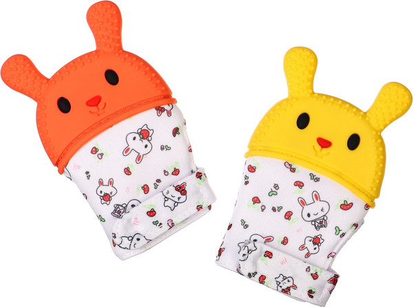 Изображение товара Прорезыватель для зубов Крошка Я Рукавичка. Зайка / 10138084 (красный/желтый)