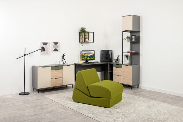 Изображение товара Тумба Mobi Марвэл 16.234.02 (темно-серый U2601/сатин 7045 SU/плэйн/дымчатый зеленый K521)