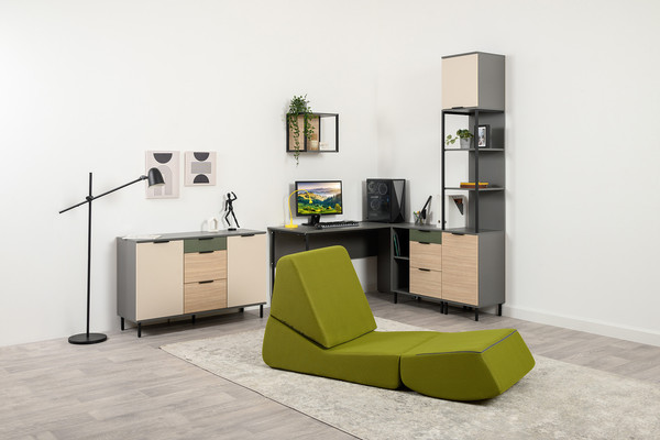 Изображение товара Тумба Mobi Марвэл 16.234.02 (темно-серый U2601/сатин 7045 SU/плэйн/дымчатый зеленый K521)