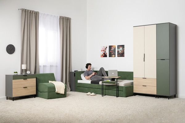 Изображение товара Комод Mobi Марвэл 16.234.03 (темно-серый U2601/плэйн/дымчатый зеленый K521)