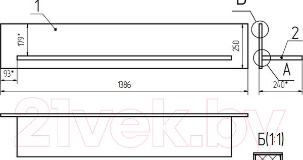 Изображение товара Полка MySTAR Вирджиния ИВ-100.1780.00 (дуб онтарио)