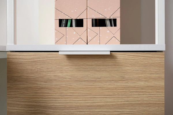 Изображение товара Стеллаж Mobi Марвэл 16.426 (белый PE шагрень/сатин 7045 SU/плэйн)