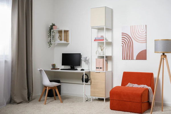 Изображение товара Стеллаж Mobi Марвэл 16.426 (белый PE шагрень/сатин 7045 SU/плэйн)