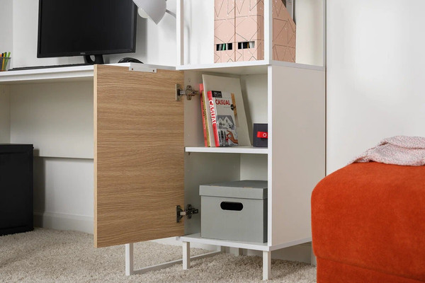 Изображение товара Стеллаж Mobi Марвэл 16.426 (белый PE шагрень/сатин 7045 SU/плэйн)