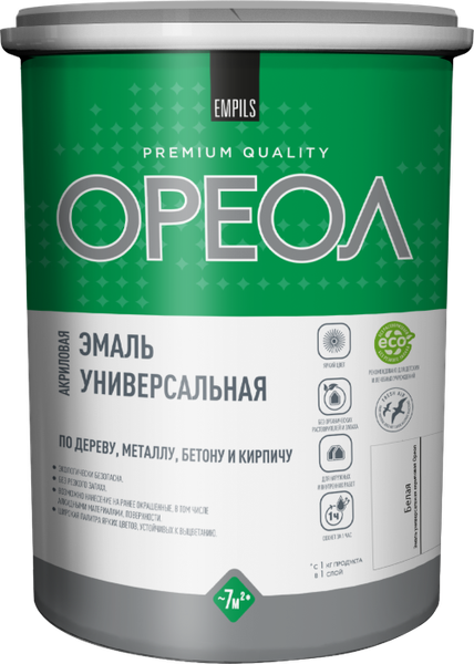 Изображение товара Эмаль Ореол Акриловая матовая (1.1кг, белый)