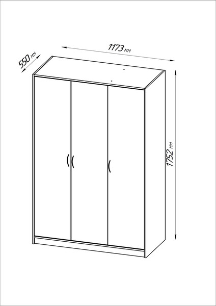 Изображение товара Шкаф Mio Tesoro Мини 3 двери 2.07.01.040.4 (серый)