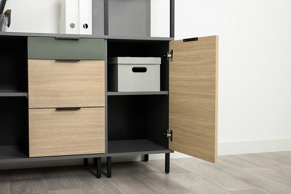 Изображение товара Стеллаж Mobi Марвэл 16.426 (темно-серый U2601/сатин 7045 SU/плэйн)