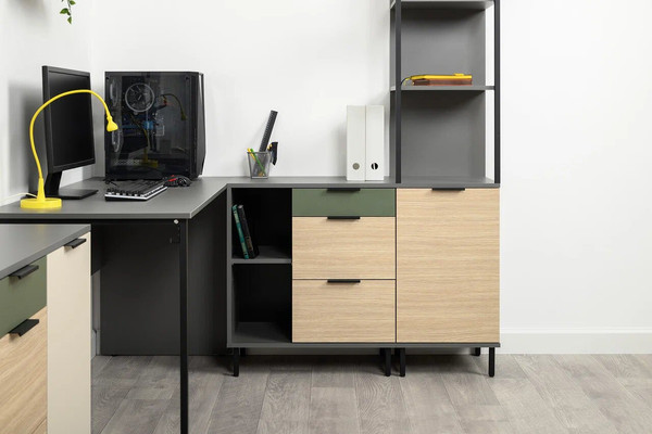 Изображение товара Стеллаж Mobi Марвэл 16.426 (темно-серый U2601/сатин 7045 SU/плэйн)