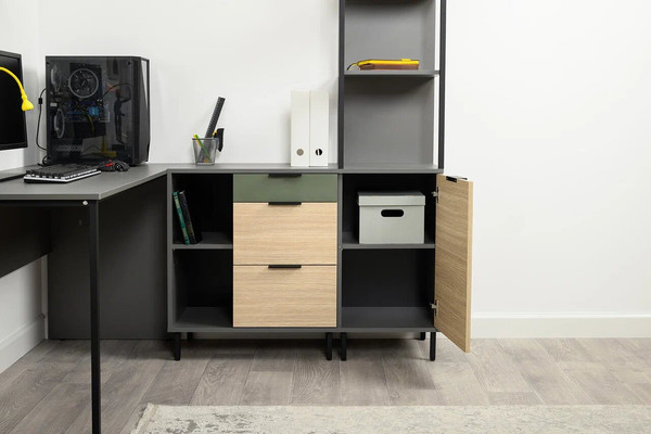 Изображение товара Стеллаж Mobi Марвэл 16.426 (темно-серый U2601/сатин 7045 SU/плэйн)